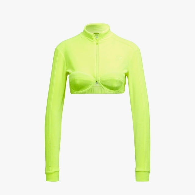 Adidas X Jeremy Scott H50968 Velour Crop Track Top Neon Yellow