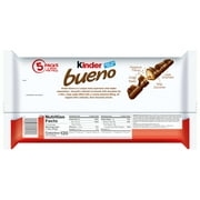 Kinder Bueno Milk Chocolate and Hazelnut Cream, 5 Pack, 2 Individually Wrapped Chocolate Bars Per Pack, 7.5 oz