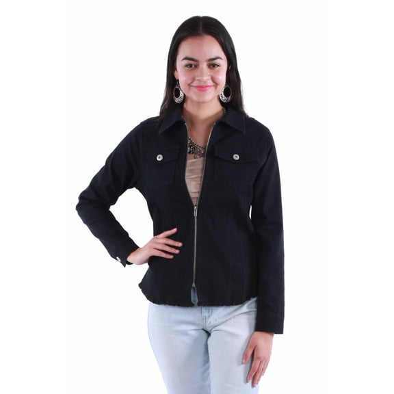 Scully HC913-BLK-M Womens Stretch Denim Cotton Blend Cotton Jacket, Black - Medium