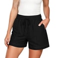 thumbnail image 3 of Women's Casual Shorts Comfy Elastic Waist Lightweight Summer Wide Leg Comfy Trendy Shorts with Pockets by Yigetop Black XL, 3 of 7