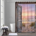 thumbnail image 5 of Sunset Beach Shower Curtains for Bathroom, Ocean Wooden Doors Coastal Landscape Washable Fabric Shower Curtain with Hooks Waterproof Bathroom Decor Sets, 60 x 72 Inches, 5 of 9