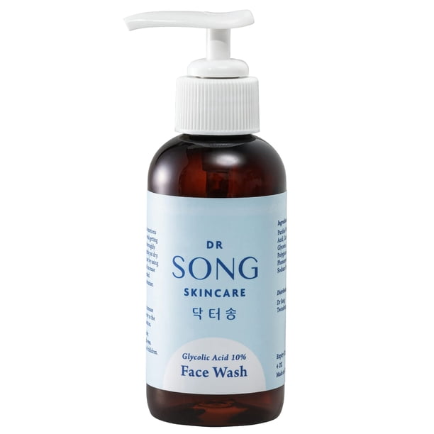 Cuidado de la piel coreano - Gel limpiador facial con ácido glicólico Dr. Song - Gel limpiador facial exfoliante con 10 % de ácido glicólico y AHA para combatir el envejecimiento, el acné y las arruga