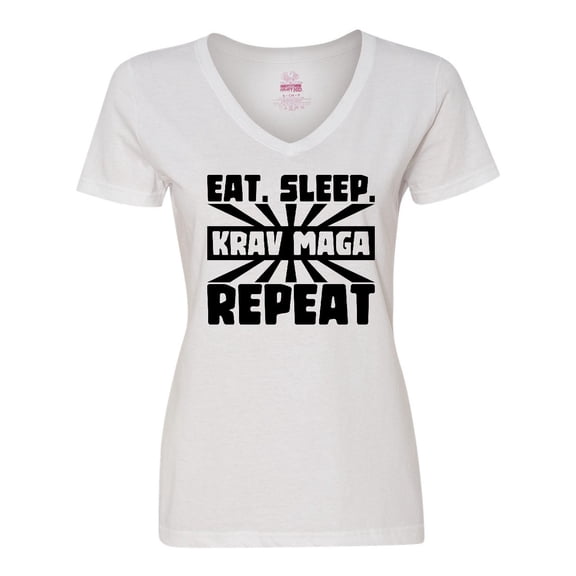 Inktastic Eat, Sleep, Krav Maga, Repeat Women's V-Neck T-Shirt