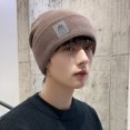 thumbnail image 5 of Gorro de invierno para hombre, 2 piezas, gorro tejido de lana cálido, a prueba de viento, nuevo estilo de moda, capucha de felpa gruesa para ciclismo (gris oscuro + negro), 5 of 5