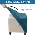 thumbnail image 3 of Ottoman Cover Square Velvet Ottoman Covers Protector for Footrest Foot Stool Furniture Stretch Comfortable with Elastic Bottom Medium Blue, 3 of 6