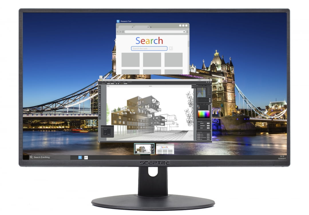 Sceptre E225W-19203R 22" Ultra Thin 75Hz 1080p LED Monitor 2x HDMI VGA Build-in Speakers, Metallic Black 2018