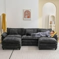 thumbnail image 2 of IPKIG Sectional Sofa Comfy Cloud Couch for Living Room with Pillows, Modern Chenille Sofa Sleeper Deep Couches with Two Ottoman (Black, 5-Seat), 2 of 8