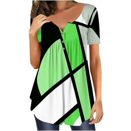 WIZUTIZ Corset Tops for Women Holiday Saving Loose Fit Retro Trendy Tee Ladies Athletic V-Neck Tshirt Oversize Short Sleeve Tops Tunics Plus Blouse Tshirts Fluffy Plain Solid T-shirt Green M