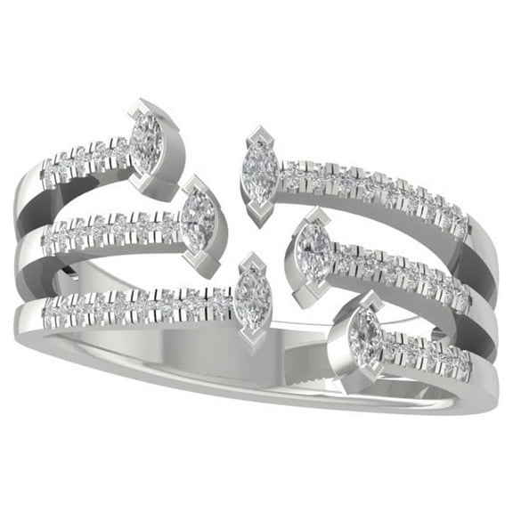 ARAIYA 14K White Gold Round and Marquise-shape Diamond Fashion Band Ring (1/3 cttw, I-J Color, I2-I3 Clarity), Size 10