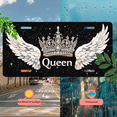 thumbnail image 5 of 1 Pcs 2D Flat License Plate Covers & Frames, Queen with Wings and Crown For Decorative Front, Waterproof For Decoration Aluminum License Plate Covers & Frames Cover For Men Women, 12" X 6", 5 of 7