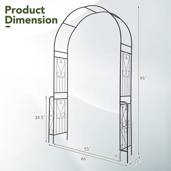 HengDidi 7.9 Feet Metal Garden Arch Background Stand With Fence For Climbing Plants Support Arch Outdoor Arch Wedding Arch Party Events Archway