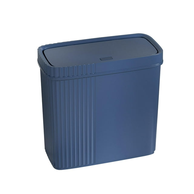 DOLITY Slim Narrow Bathroom Trash Can Rectangular for Toilet Multipurpose Waste Bin Blue