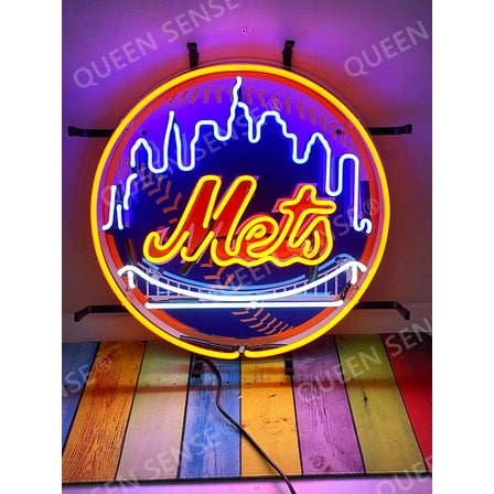 Queen Sense 17"x17" Custom For New Yorks Sports League Mets Neon Sign HD Vivid Man Cave Wall Decor Handmade Beer Pub Bar Printing Artwork Wall Party Gift Neon Light W120NYMLVVD