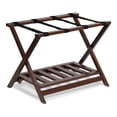 thumbnail image 1 of PJ Portaequipajes de madera con estante, soporte de maleta de madera portátil y plegable para dormitorio o armario, nogal, 1 of 5