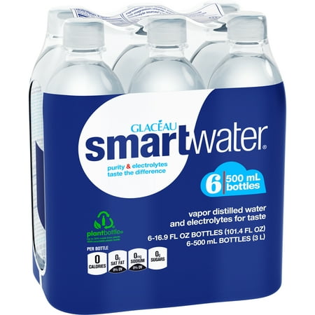 (2 Pack) Glaceau Smartwater, 16.9 Fl Oz, 6 Count (Best Distilled Water Brands)
