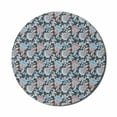 thumbnail image 1 of Floral Mouse Pad for Computers, Victorian Retro Renaissance Blooms with Folk Batik Influences, Round Non-Slip Thick Rubber Modern Gaming Mousepad, 8" Round, Charcoal Grey Coral Blue, by Ambesonne, 1 of 2