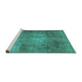 thumbnail image 2 of Ahgly Company Machine Washable Indoor Square Abstract Turquoise Blue Contemporary Area Rugs, 4' Square, 2 of 4