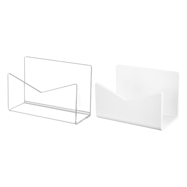 Organizador de cartas de escritorio de 2 piezas de acrílico, práctico y estable, para oficina y moderno. Blanco transparente
