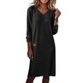 thumbnail image 3 of Zedker Dresses for Women Cowl Neck Long Sleeve Mini Sweater Dress Knee Length A Line Fall Winter Knit Dresses, 3 of 9