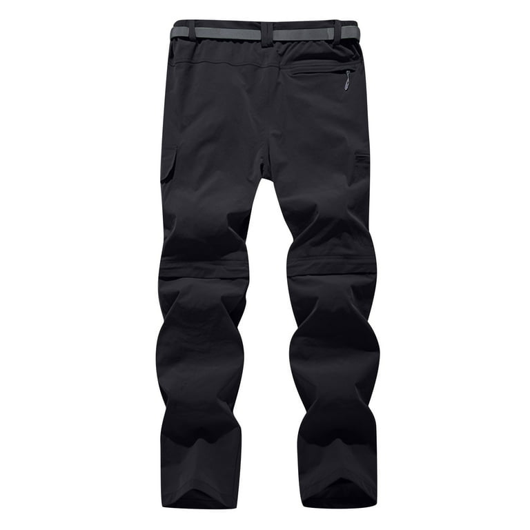 Xflwam Mens Hiking Pants Quick Dry Lightweight Fishing Pants Convertible Zip Off Cargo Work Pants Trousers Black XXL, Men's, Size: 2XL