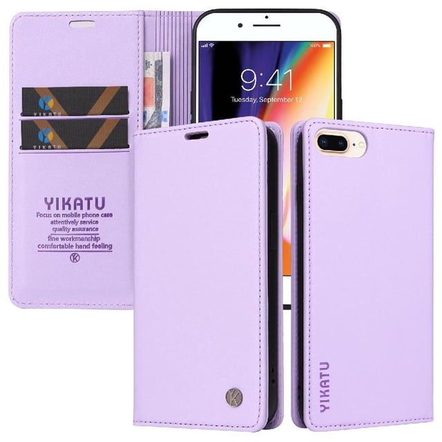 Funda para iPhone 6 Plus/6S Plus Estuche de Cuero PU Tipo Cartera con Ranuras para Tarjetas y Cierre Magnético