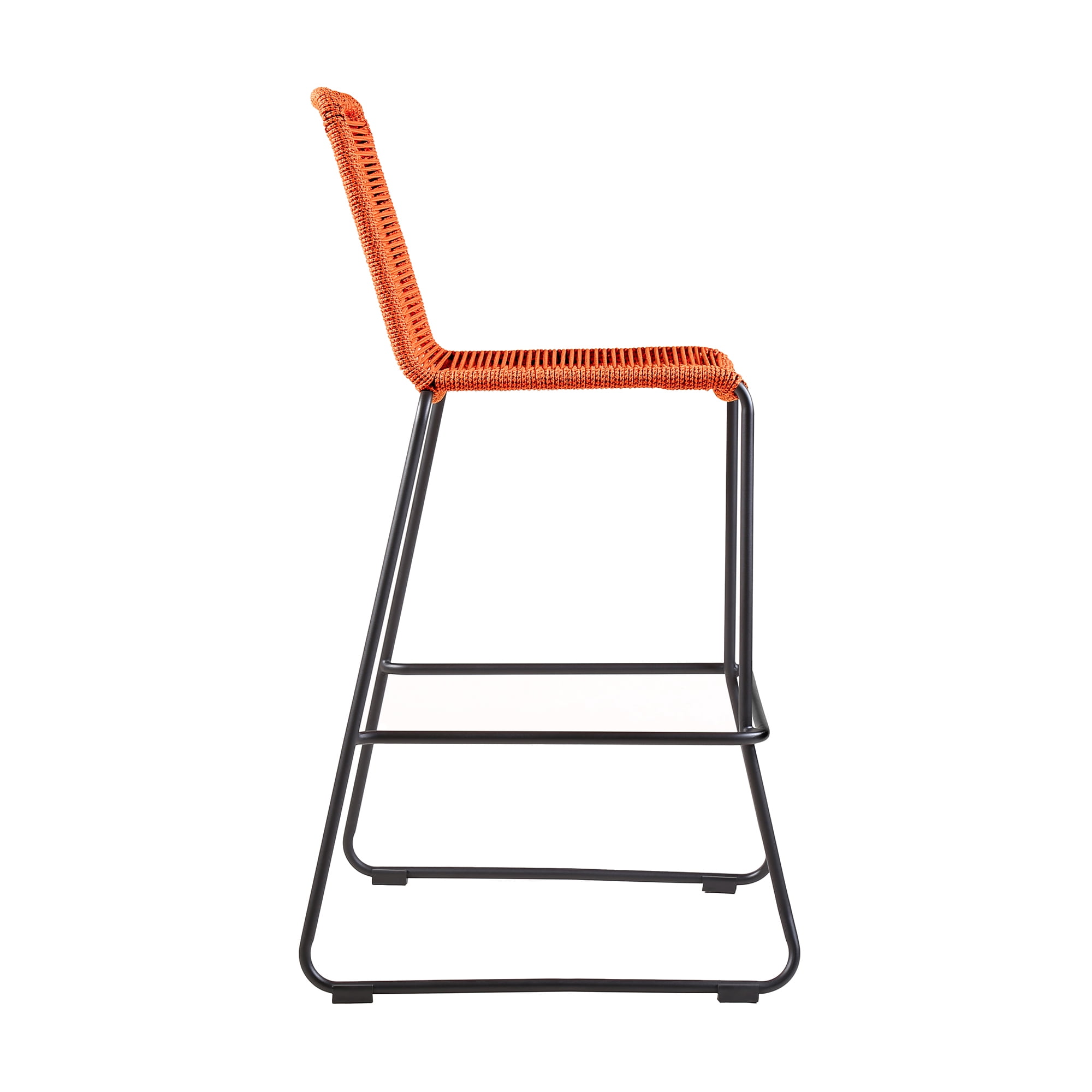 Shasta 30" Outdoor Metal and Tangerine Rope Stackable Barstool - Set of 6