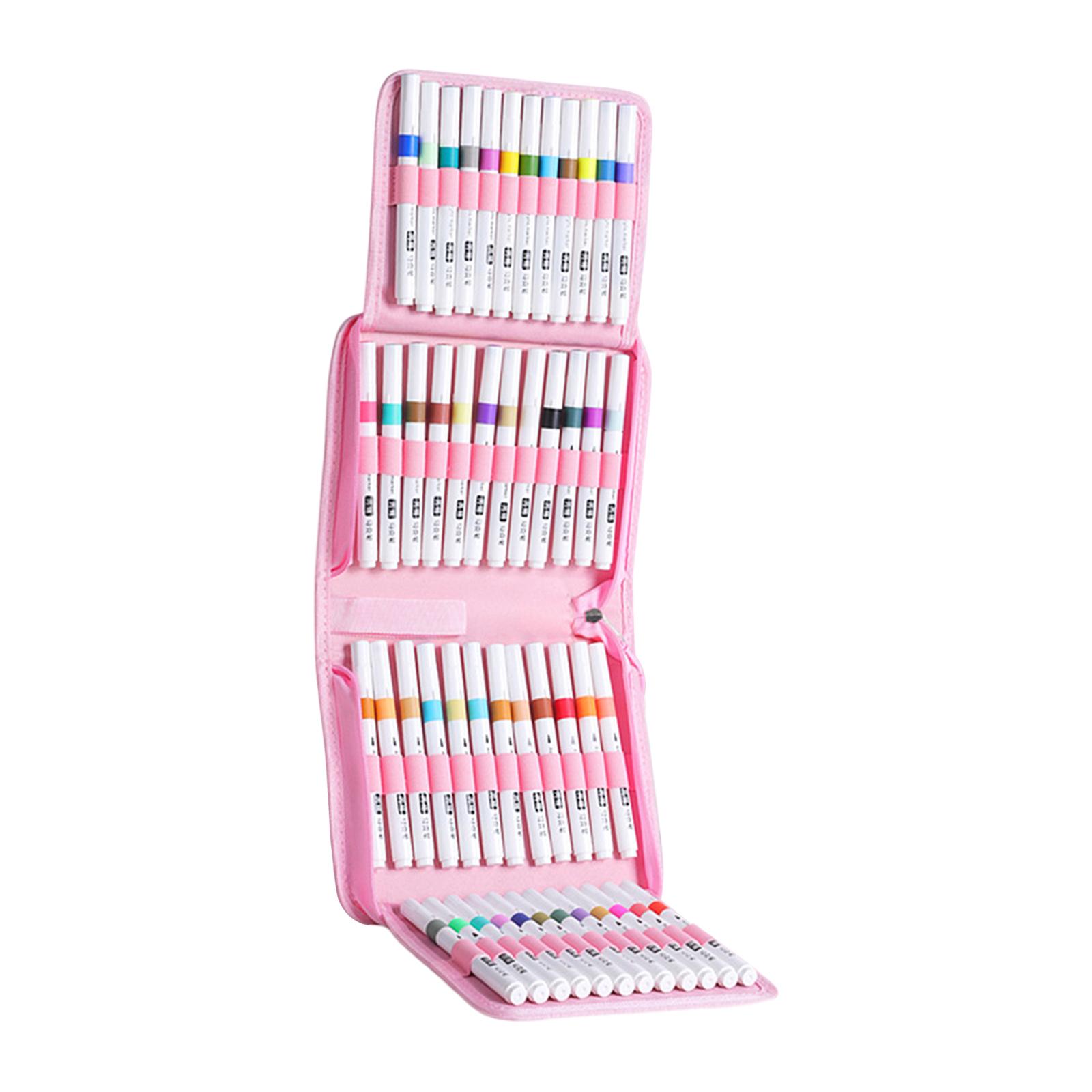 Tachiuwa 48 Pieces Acrylic Paint Markers Drawing Markers Brush Tip Marker Pen Set Acrylic Paint Pens with Carry Case for Stone Ceramic