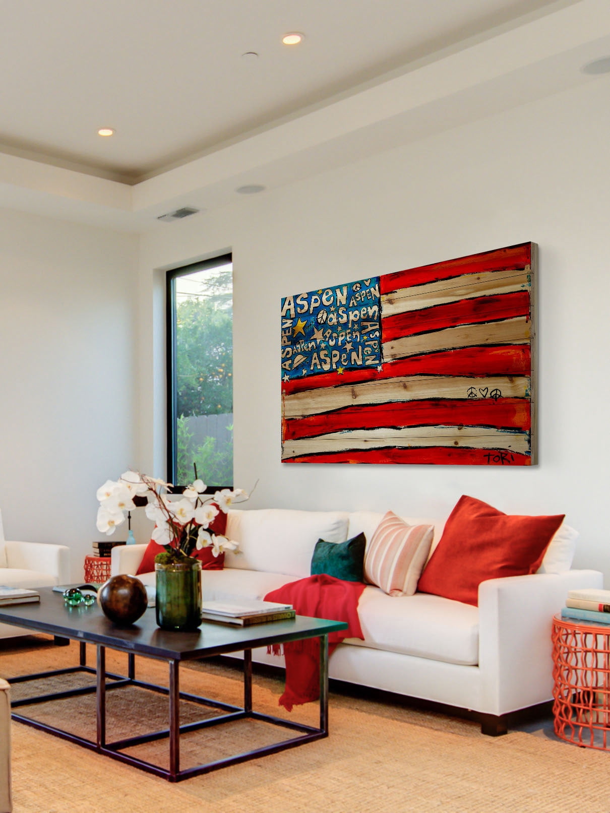 Marmont Hill "Aspen Flag" by Tori Campisi Painting Print on Natural Pine Wood