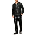 thumbnail image 2 of INSPIRE CHIC Sequin Varsity Jackets for Men's Zipper Festival Disco Sparkly Shiny Baseball Bomber Jacket XL Black, 2 of 5