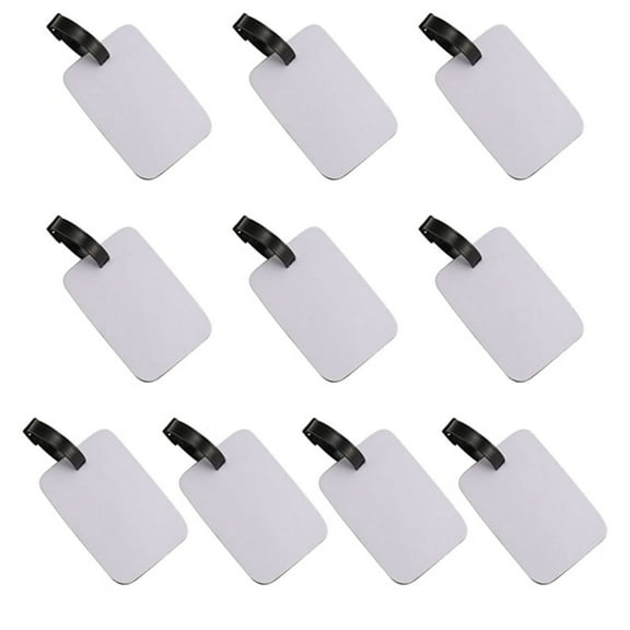 10PCS Sublimation Blank Luggage Tags White Travel Bag Baggage with Strap Double Sided Suitcase Label Tag