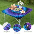 thumbnail image 4 of Blue Purple Tie Dye Mandala Pattern Square Fitted Tablecloth with Elastic Edge,Square Table Cover,Washable Elastic Table Cover for Home Kitchen Party Decor 34"x34", 4 of 6