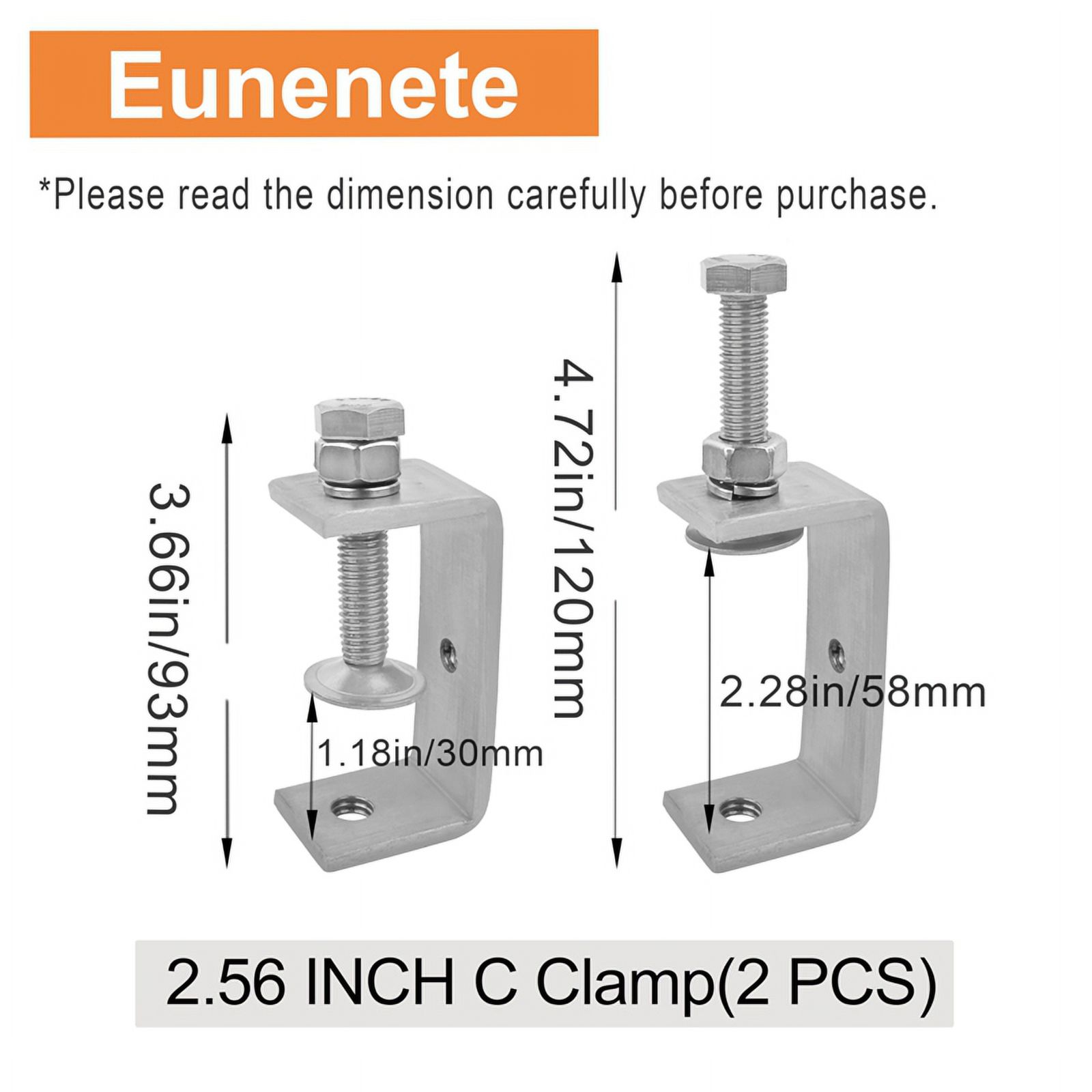 2 Pack Mini C Clamps,304 Stainless Steel C-Clamps,65mm Heavy Duty Clamps for Woodworki y8321