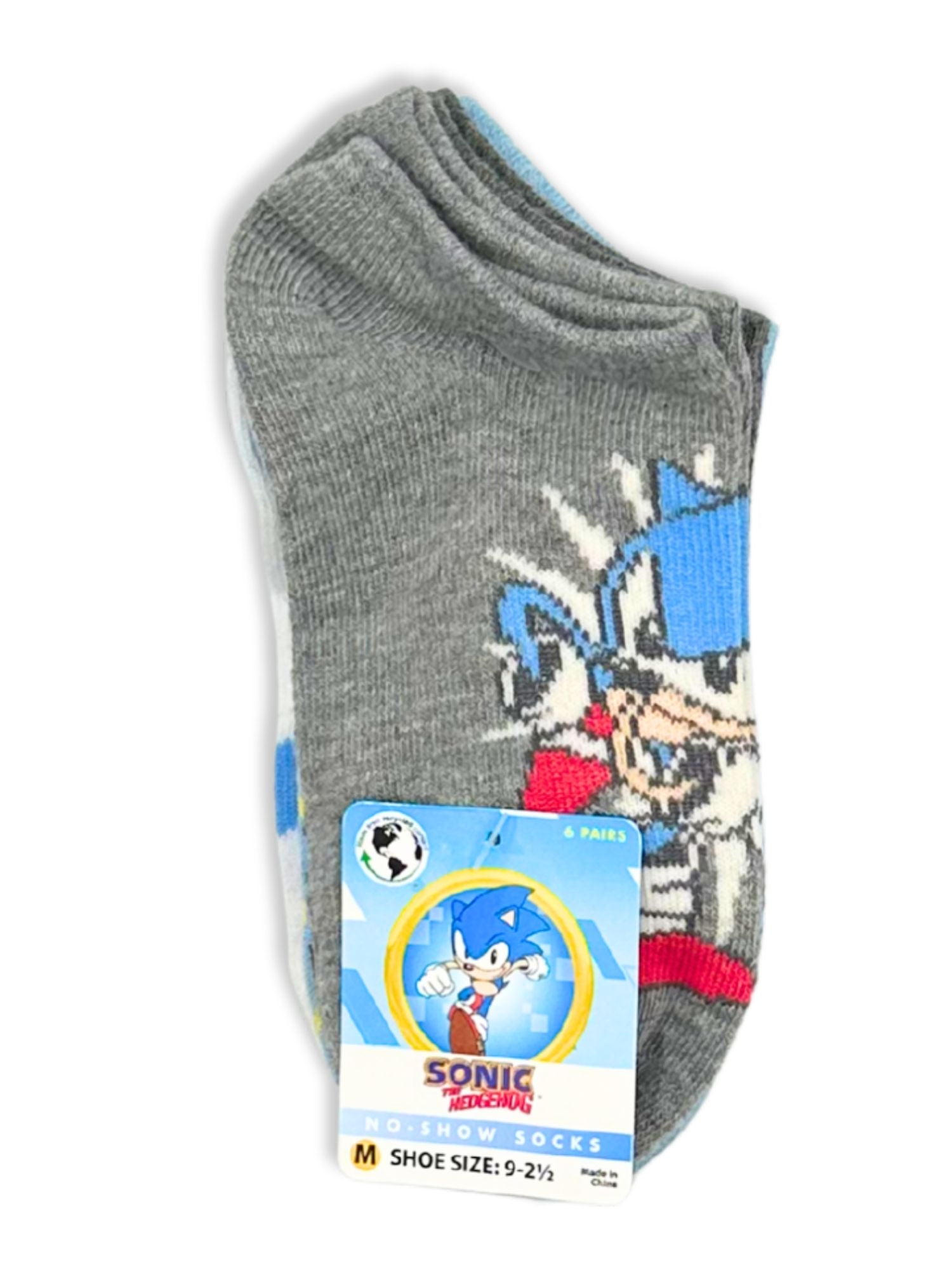 Sonic the Hedgehog Boys No-Show Socks, 6-Pack, Sizes S-L