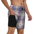 thumbnail image 3 of Daiia Heart Check Plaid Mens Swim Trunks Swim Shorts Quick Dry Swim Shorts with Mesh Lining Pockets-3X-Large, 3 of 9