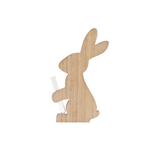 Injueey Jarrón de conejo de Pascua para el hogar, decoración de vacaciones de para interiores, adorno de festival de arte de madera, Kits de decoración para fiestas Tipo 1