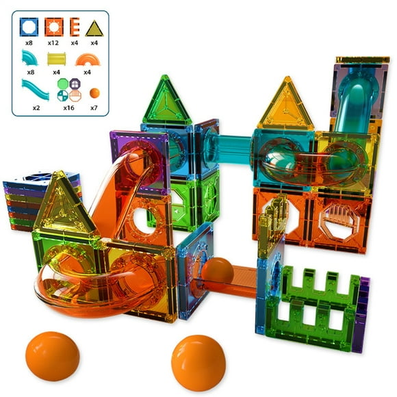 69 piezas de bloques de construcción de azulejos magnéticos, juguetes de bloques de construcción de imanes coloridos, juguetes educativos para niños