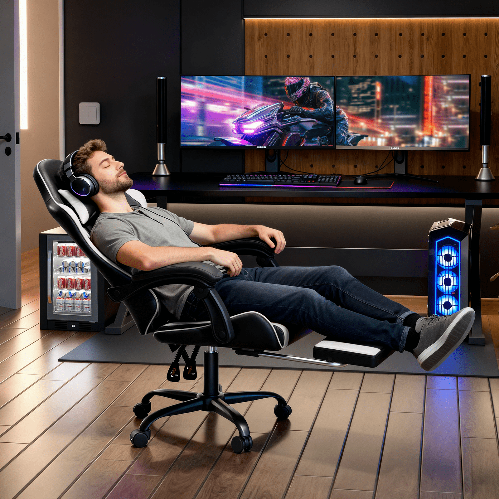 Magshion Ergonomic Gaming Chair with Headrest, Lumbar Support & Footrest - Adjustable Reclining Computer Chair for Adults, High Back Office Desk Chair, 350lbs Capacity， White