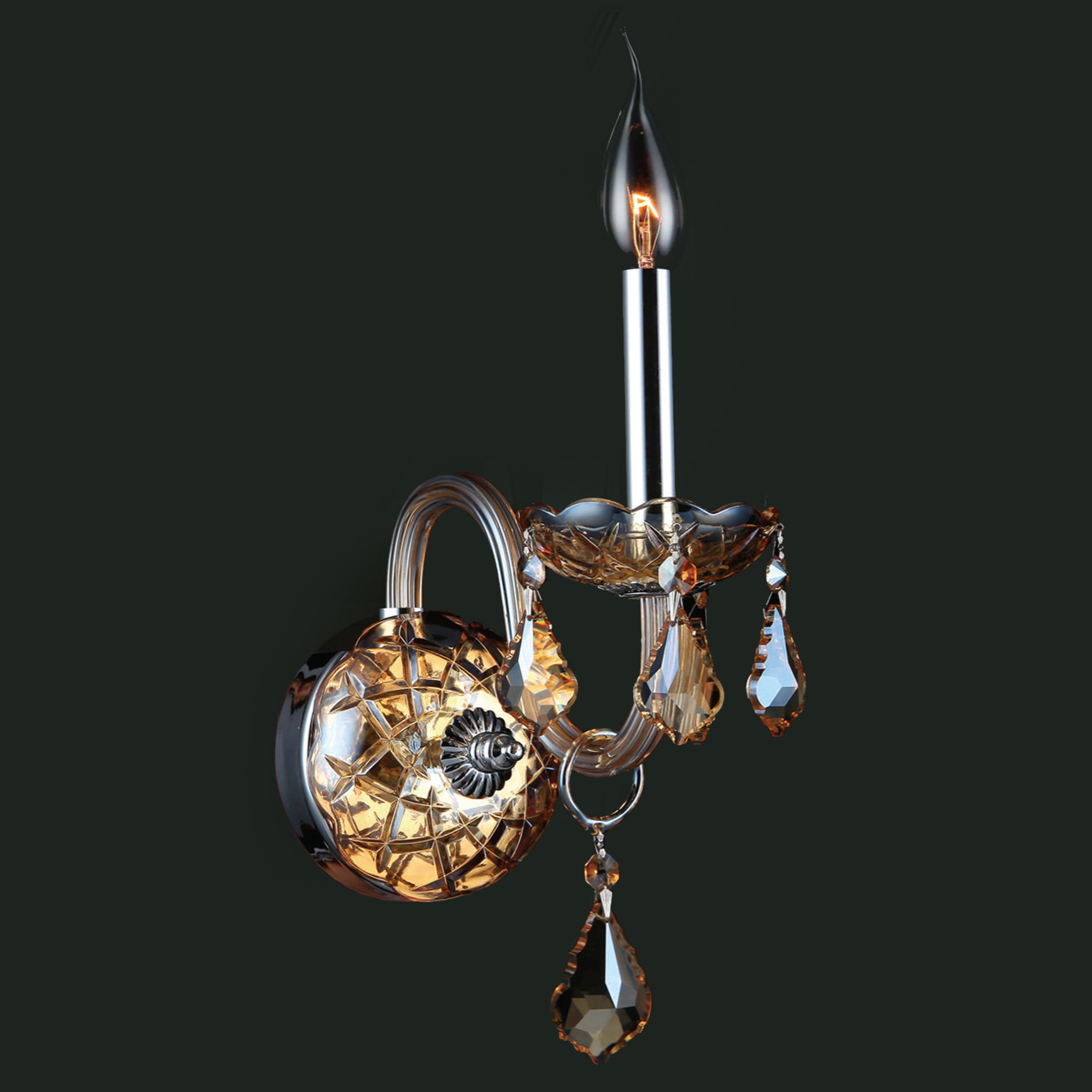 Provence Collection 1 Light Chrome Finish and Amber Crystal Candle Wall Sconce 4