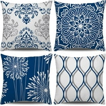 Decorative Throw Pillow Covers 20x20 Set of 4, Modern Simple Square Pillow Case Cushion Cover for Sofa Couch Farmhouse Living Room (Blue, 20"x20")