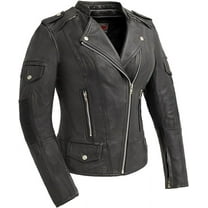 First Mfg Co - Tantrum - Women's Motorcycle Biker Riding Black Leather Jacket - 2X Large - Action Back Armor Pockets Vented