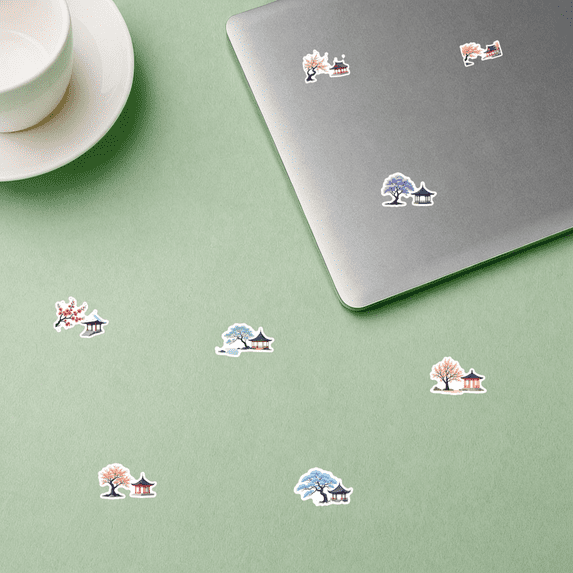 Elegant Stationery Stickers Artistic Graffiti Decals Japanese PVC Sticker for Laptops Suitcase Fridge