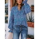 thumbnail image 5 of Blusa de Estilo Bohemio con Cuello en V y Mangas Largas, Estilo Floral, Informal, Holgada, de Verano, con Mangas Abullonadas para Mujer. Color XL, 5 of 6