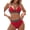 Red Bikini, variant on Bikini Sets for Women Triangle Two Piece Swimsuits Color Block Bathing Suits Green Bikini L