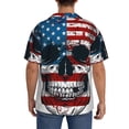 thumbnail image 5 of Fotbe American Flag Skull print Short Sleeve Button Down Shirts for Men Casual Summer Beach Wrinkle Free Shirt-3X-Large, 5 of 7