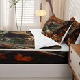 thumbnail image 5 of Manfei Rustic Bear Zipper Twin Comforter Sets with Fitted Sheet and 2 Pillowcases,Autumn Maples Zipper Bedding Set,Orange Brown,Reversible,4pcs, 5 of 8