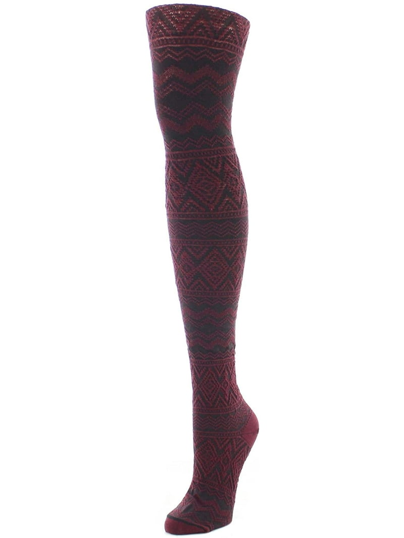 MeMoi Diamond Fair Isle Patterned Cotton Blend Sweater Tights