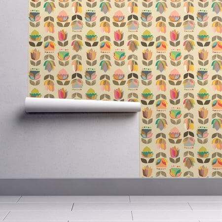 Peel-and-Stick Removable Wallpaper Mid Century Floral Home Kitchen Mid