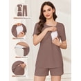 thumbnail image 5 of Avidlove Maternity Nursing Pajamas Set 3 Piece Short Sleeve Postpartum Breastfeeding Top Pregnancy Shorts and Long Pants, 5 of 8