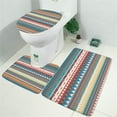 thumbnail image 2 of Bright Tribal Striped Pattern Bathroom Rugs Sets 3 Piece,Toilet Cover Set,Absorbent Non Slip Bathroom Mats Sets with U-Shaped Contour Rug Toilet Rug Set, 2 of 5