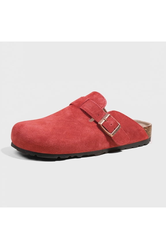 Genuine Leather Suede Classic Clog Womens Shoes - Slip-on Mule Comfortable Shoes for Women